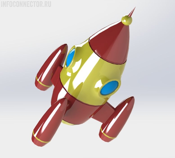 Скачать 3D модель игрушечной ракеты для печати на 3D принтере