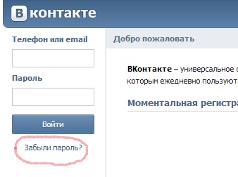 Службоа восстановления паролей ВКонтакте.